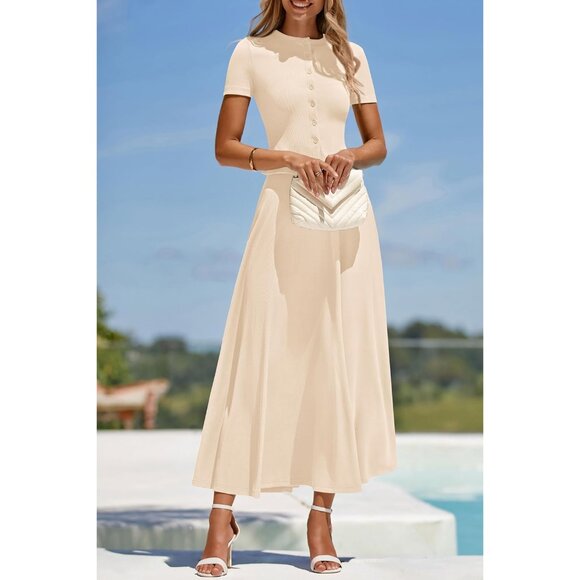 Women's 2 Piece Skirt Set Summer Knit Crop Top Flowy Maxi Casual Outfits - Picture 8 of 8